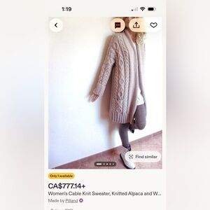 Women's handknit Cable Sweater - Beige